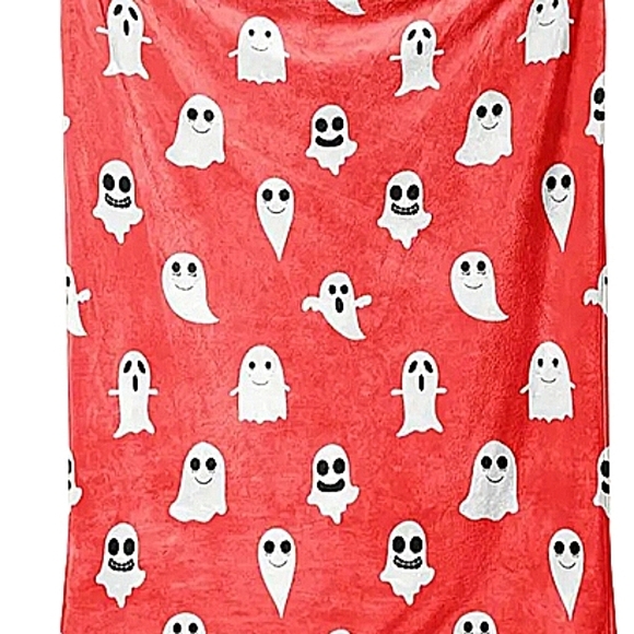 Halloween Viral Pink Ghost Blanket Neon Tiktok Throw Plush Flannel 2023 Cartoon - Picture 1 of 3